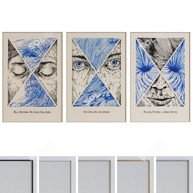 Modern Abstract Face Picture Frame Set 3D model image 1