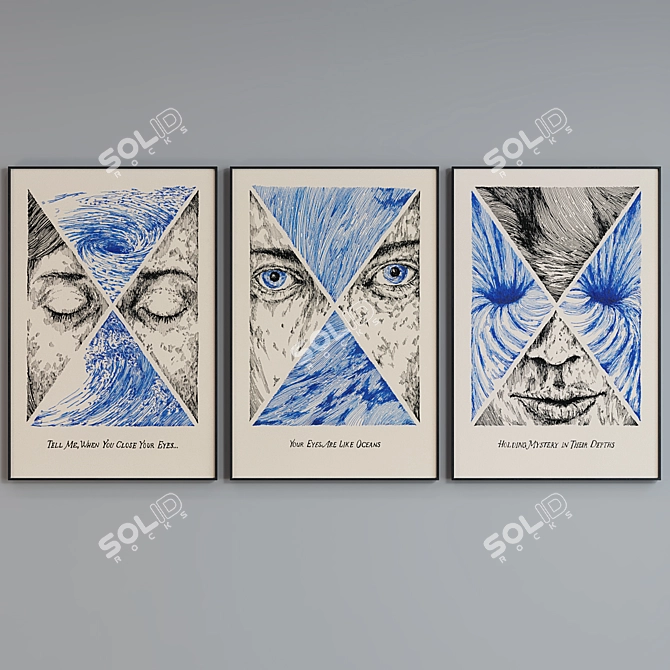 Modern Abstract Face Picture Frame Set 3D model image 3