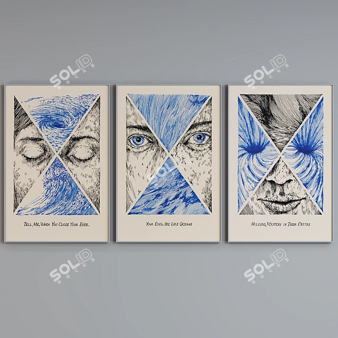 Modern Abstract Face Picture Frame Set 3D model image 4