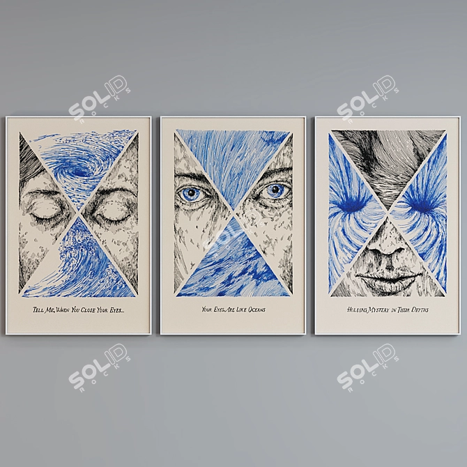 Modern Abstract Face Picture Frame Set 3D model image 5