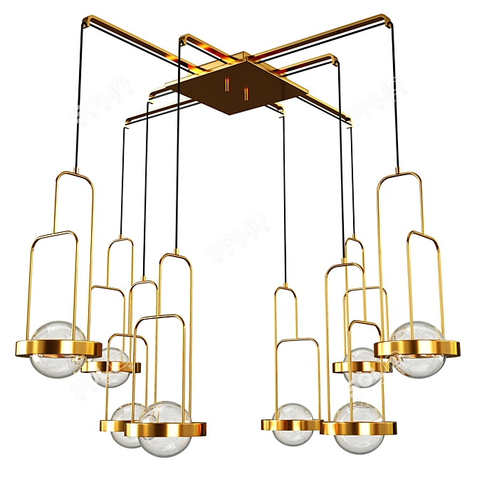 Elegant Brass Gold Chandelier 3D model image 1