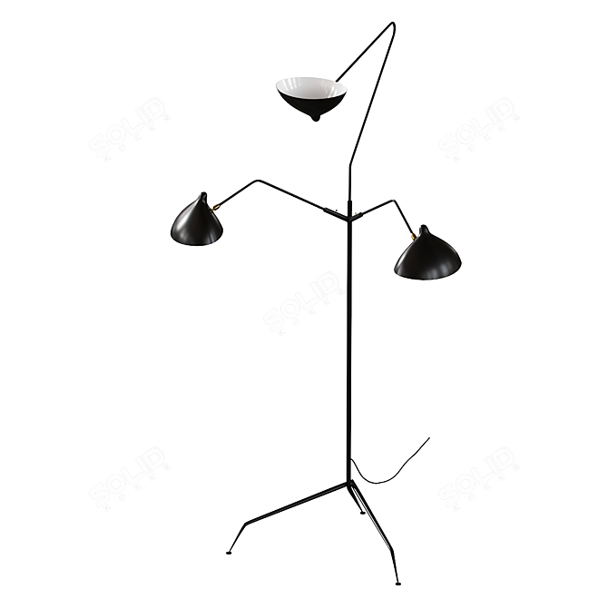 Elegant 3-Arm Floor Lamp 3D model image 1