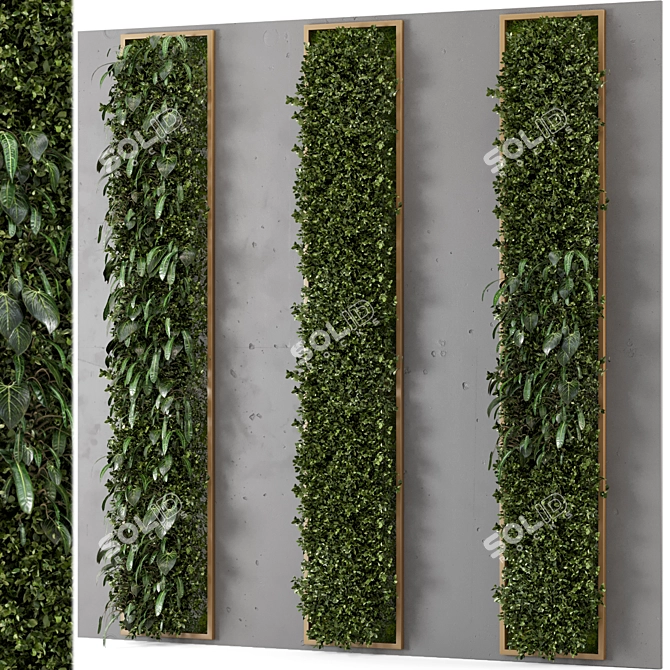 Title: Wooden Base Indoor Vertical Garden 3D model image 1