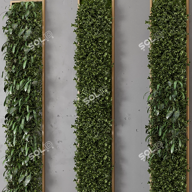 Title: Wooden Base Indoor Vertical Garden 3D model image 2