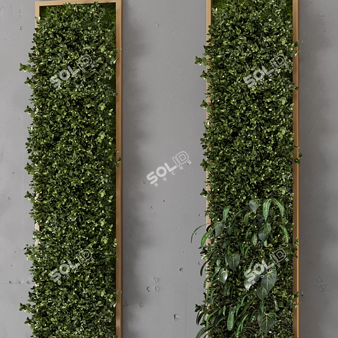 Title: Wooden Base Indoor Vertical Garden 3D model image 4