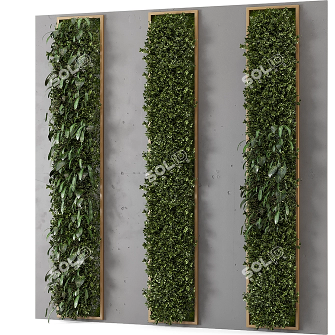 Title: Wooden Base Indoor Vertical Garden 3D model image 5