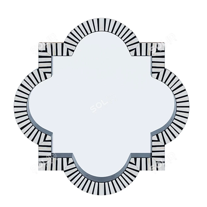 Elegant Bone Inlay Mirror 3D model image 1