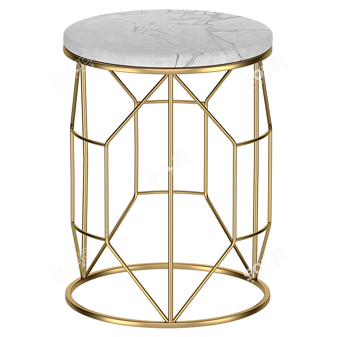 Elegant Marble and Metal Coffee Table 3D model image 1