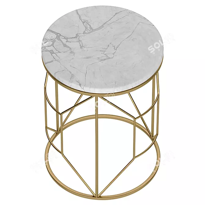 Elegant Marble and Metal Coffee Table 3D model image 2