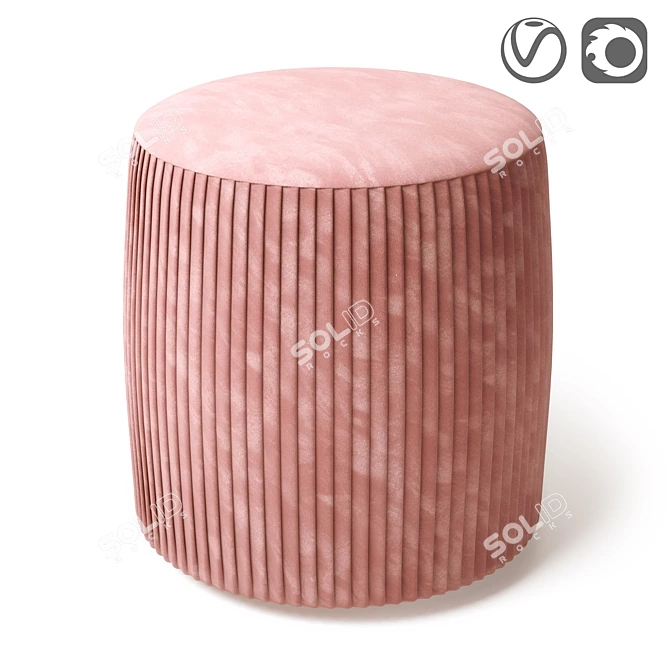 Dusty Rose Polyester Ottoman 3D model image 1