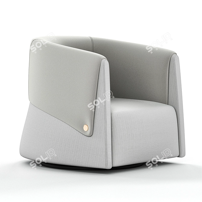 Modern Leather Swivel Armchair 3D model image 1