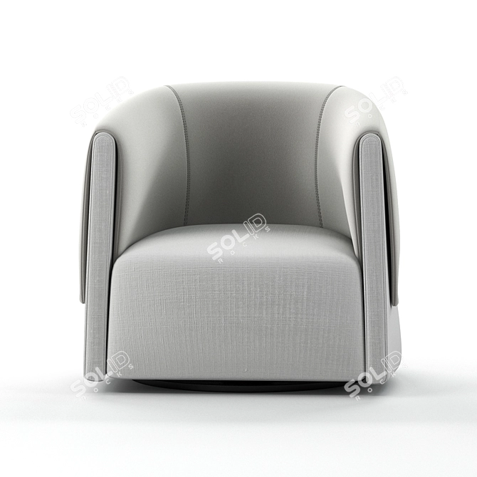Modern Leather Swivel Armchair 3D model image 2