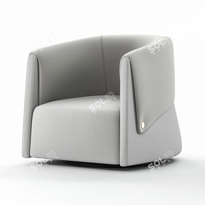 Modern Leather Swivel Armchair 3D model image 3