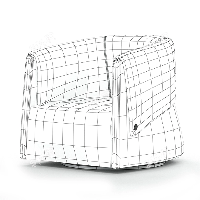 Modern Leather Swivel Armchair 3D model image 6