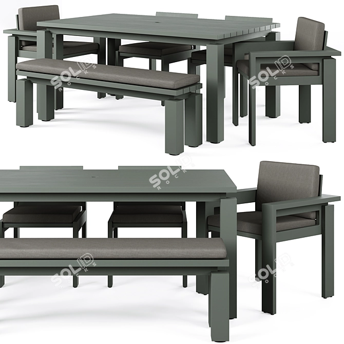 Modern Metal Outdoor Dining Set 3D model image 1