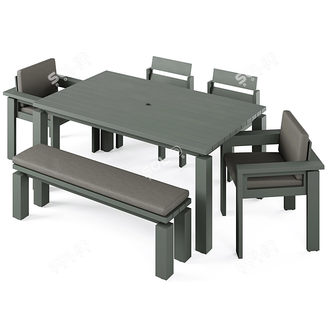 Modern Metal Outdoor Dining Set 3D model image 2