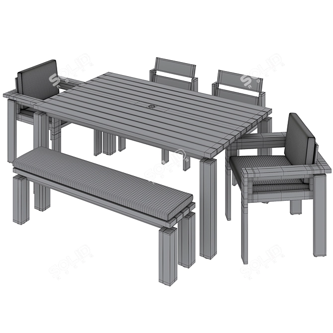 Modern Metal Outdoor Dining Set 3D model image 7