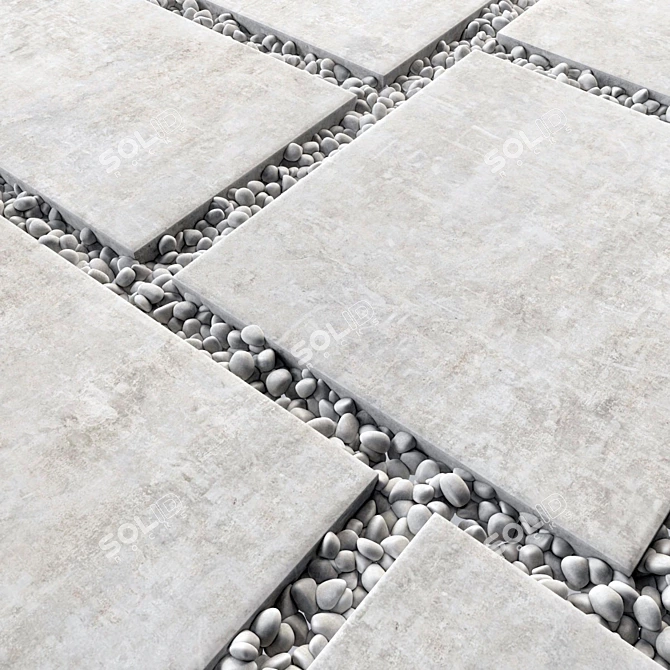 Pebble Paving Tile: Versatile, High-Quality Solution 3D model image 3