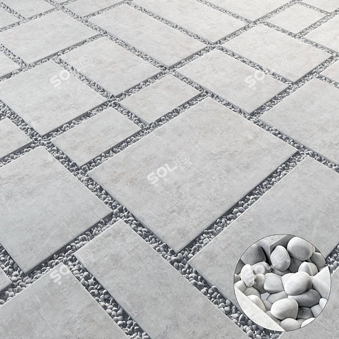 Pebble Paving Tile: Versatile, High-Quality Solution 3D model image 8