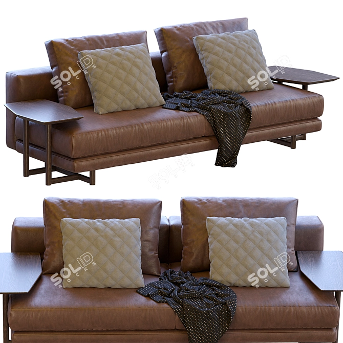 Modern Abacus Leather Sofa 3D model image 1