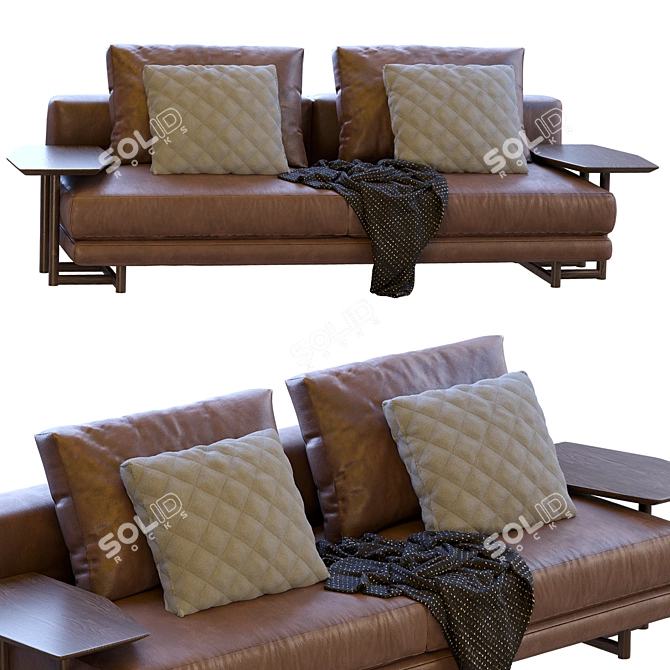 Modern Abacus Leather Sofa 3D model image 2