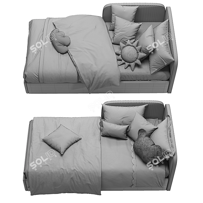 Cozy Corner Bed with Side Back 3D model image 6