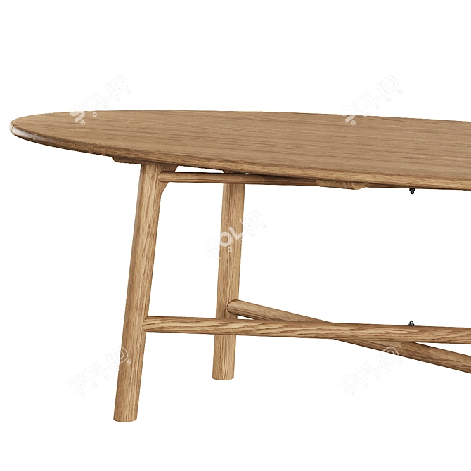 Oak Surfboard Oval Dining Table 3D model image 3