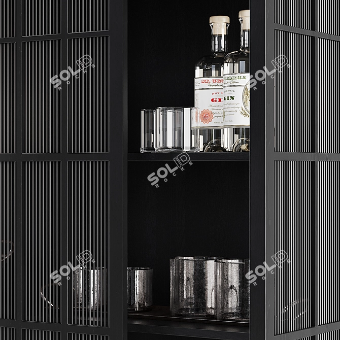 Sleek Sliding Black Cabinet 3D model image 5