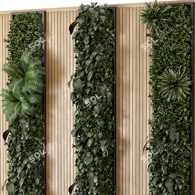 Wooden Base Vertical Indoor Wall Garden 3D model image 3