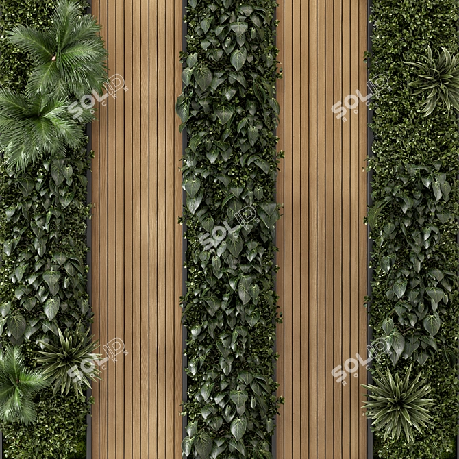 Wooden Base Vertical Indoor Wall Garden 3D model image 4
