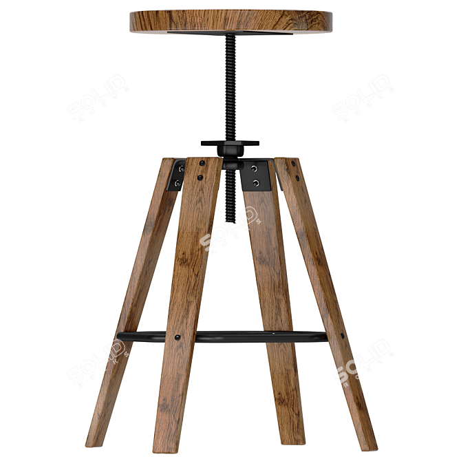 Rustic Brown Stool: Folly 3D model image 1