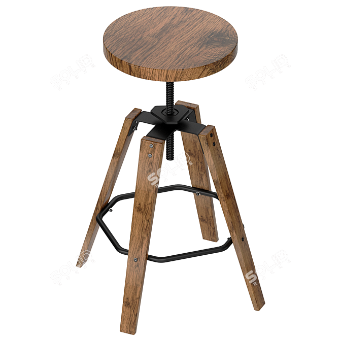 Rustic Brown Stool: Folly 3D model image 2