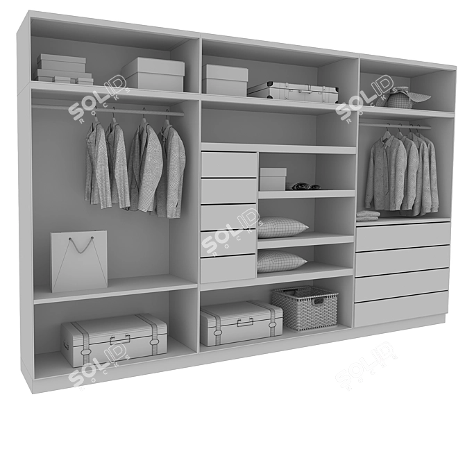 Versatile Contemporary Wardrobe 3D model image 4