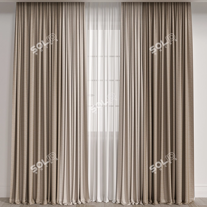 Premium Curtain with V-Ray and Corona Render 3D model image 1