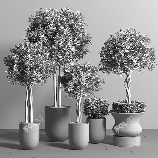 Damaged Plaster Pot: Indoor Plants 3D model image 5