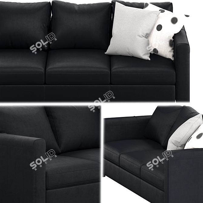 Elegant Black Sofa FINNALA 3D model image 2