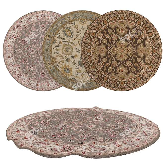 Round Rugs Set: Versatile and Realistic 3D model image 1
