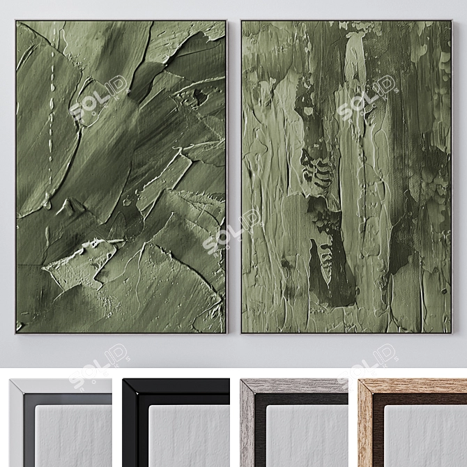 Large Wall Paintings Set - Variety of Frames & High-quality Textures 3D model image 1