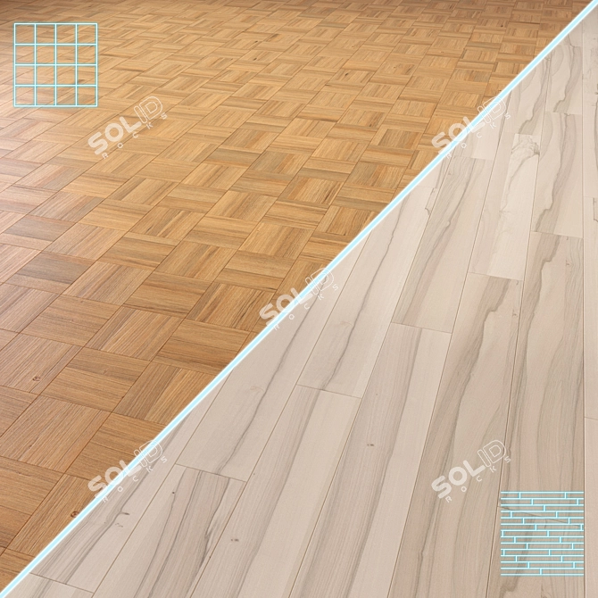 Elegant Parquet Flooring 3D model image 1