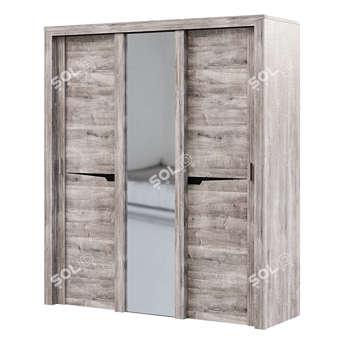 Sorento 3-Door Sliding Wardrobe - Boniface Oak 3D model image 1