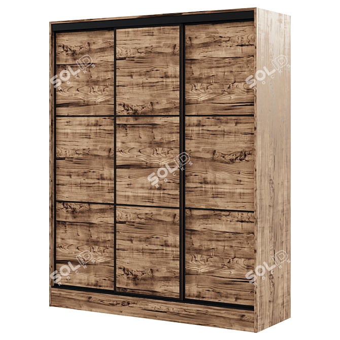 Blanc 3-Door Sliding Wardrobe: Elegant and Spacious 3D model image 1