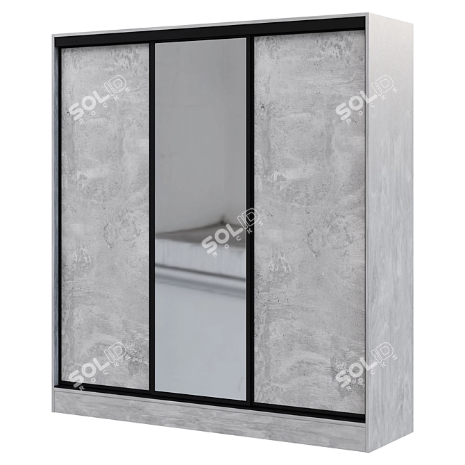 Modern Loft Sliding Wardrobe 3D model image 1