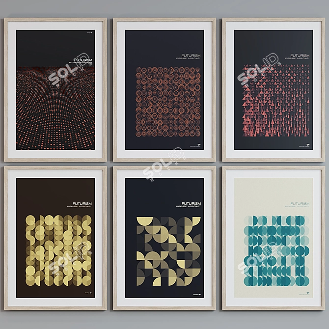 Modern Futurism Poster Frame Set 3D model image 3