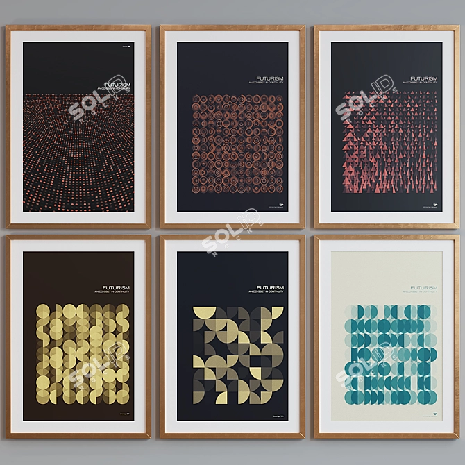 Modern Futurism Poster Frame Set 3D model image 4