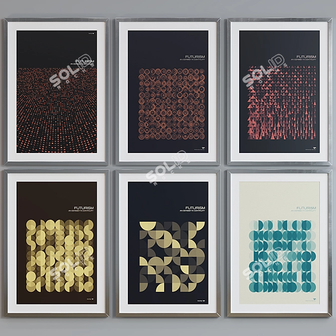 Modern Futurism Poster Frame Set 3D model image 5