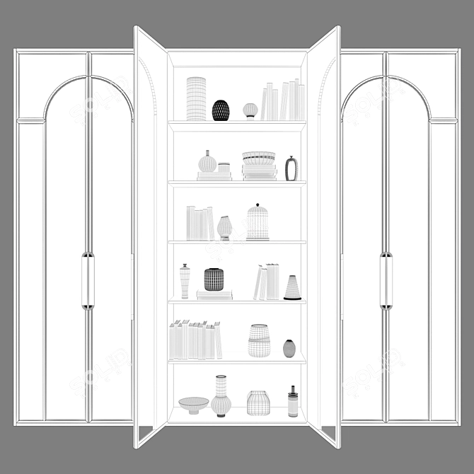 Art Deco Wardrobe with Mirrored Doors 3D model image 3