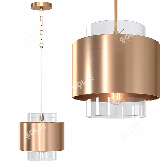 Elegant Glass Pendant Light 3D model image 1