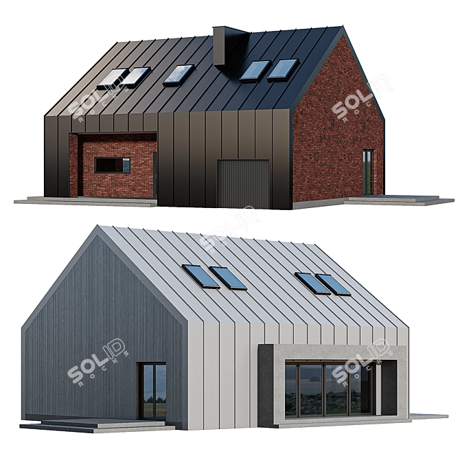 Modern Barnhouse with Skylights 3D model image 2
