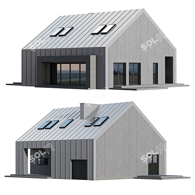 Modern Barnhouse with Skylights 3D model image 3