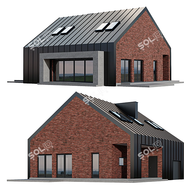 Modern Barnhouse with Skylights 3D model image 4